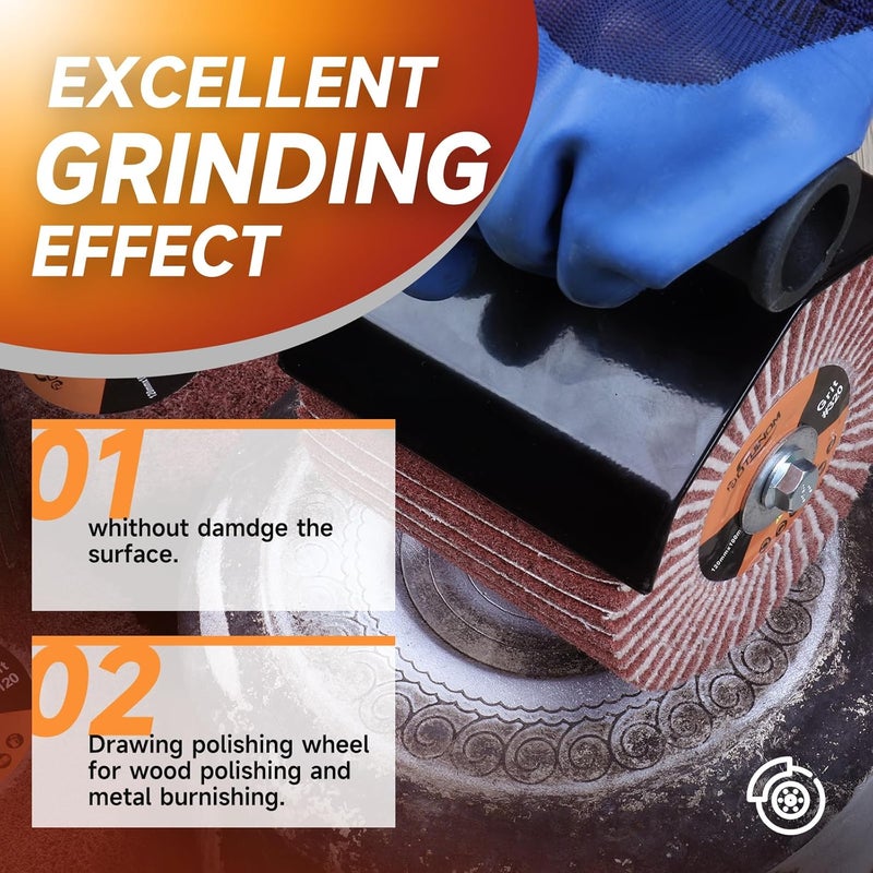 POTUINOM Non-Woven Wheel Surface Conditioning Tool, 320 Grit 120 x 100 x 19 mm Abrasive Drawing Polishing Wheel with Sandpaper for Wood Metal Burnishing Wheel 4.7"x 4" - Image 3